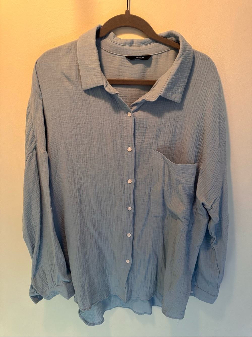 Light Blue Textured Vacation Button-Up Shirt/Cover Up - Size 2X